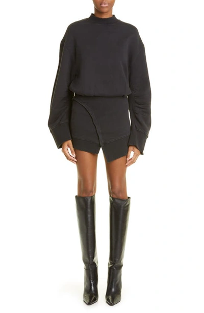 Shop Attico Ivory Black Oversize Sweatshirt Minidress