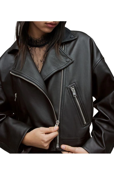 Allsaints Clarke Leather Biker Jacket In Black