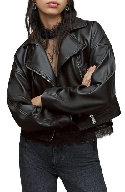 Allsaints Clarke Leather Biker Jacket In Black
