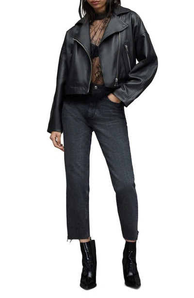 Allsaints Clarke Leather Biker Jacket In Black