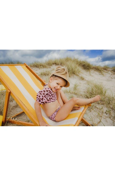 Snapper Rock Little Girl's & Girl's 2-piece Wild Love Puff Sleeve Bikini In Pink