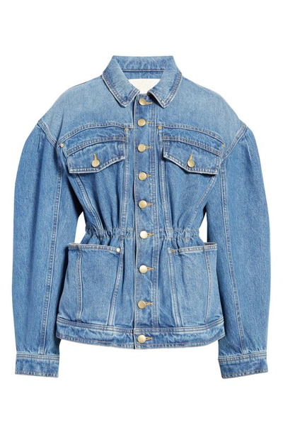 Shop Ulla Johnson Odette Blouson Sleeve Denim Jacket In Danube Medium Indigo Wash