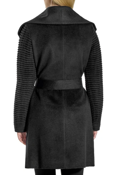 Shop Sentaler Rib Sleeve Alpaca & Wool Wrap Coat In Black