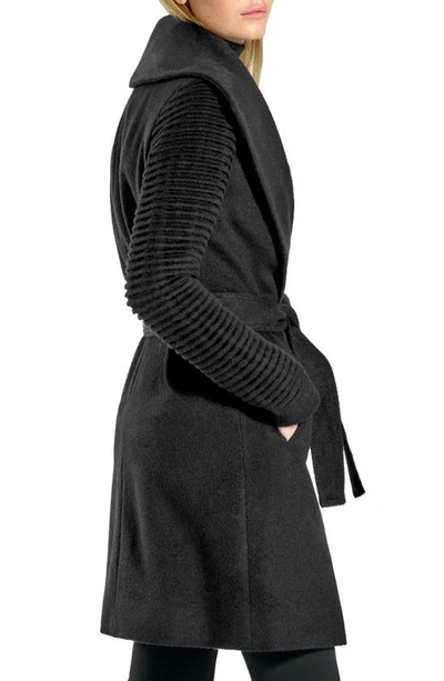 Shop Sentaler Rib Sleeve Alpaca & Wool Wrap Coat In Black