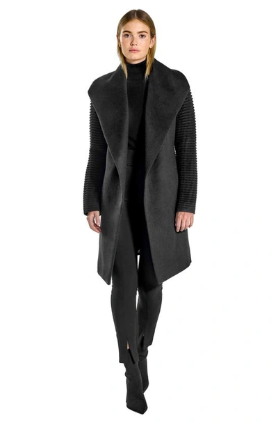 Shop Sentaler Rib Sleeve Alpaca & Wool Wrap Coat In Black