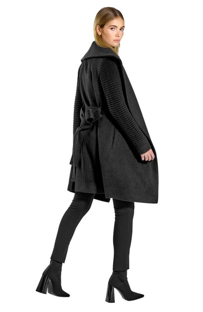 Shop Sentaler Rib Sleeve Alpaca & Wool Wrap Coat In Black