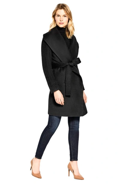 Shop Sentaler Rib Sleeve Alpaca & Wool Wrap Coat In Black