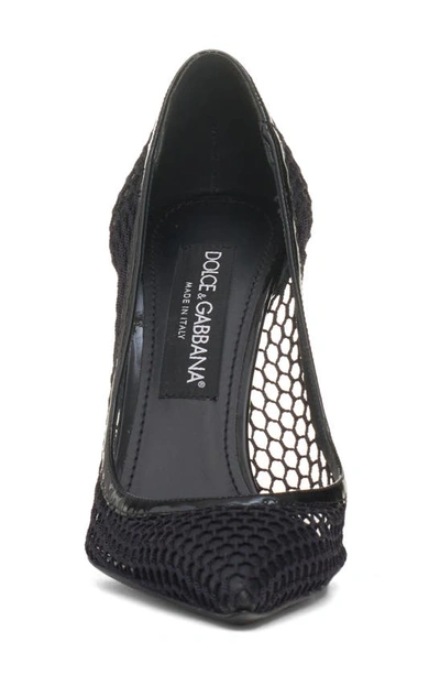 Shop Dolce & Gabbana Mesh Pointed Toe Pump In Black/ Black