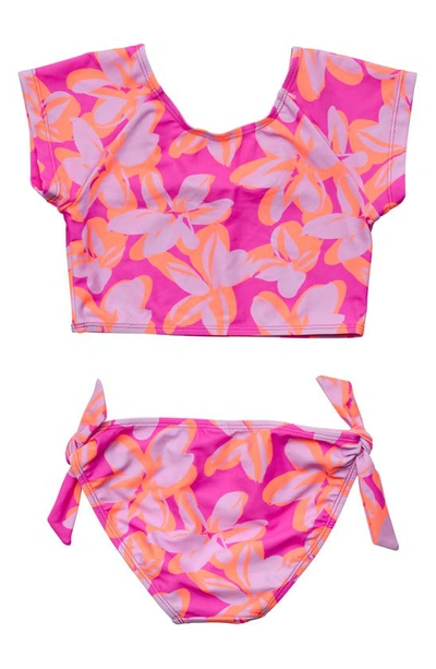 Shop Snapper Rock Kids' Hibiscus Hype Two-piece Swimsuit In Pink
