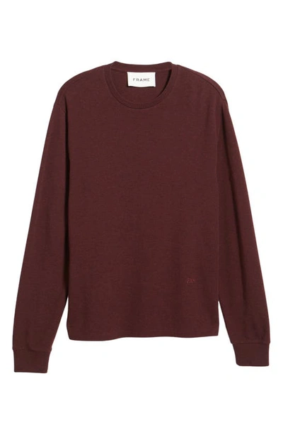Shop Frame Duo Fold Long Sleeve Cotton T-shirt In Heather Dark Burgundy