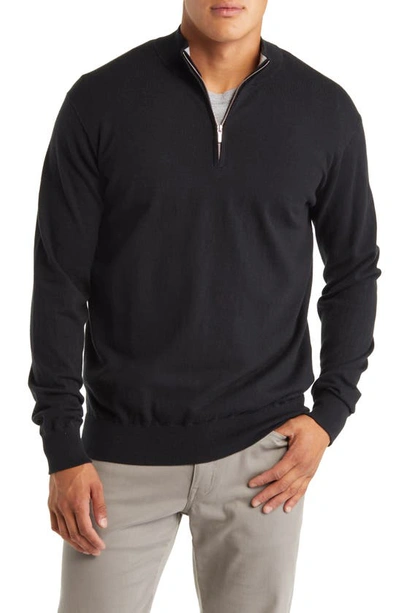 Shop Peter Millar Crest Quarter Zip Cotton Blend Sweater In Black