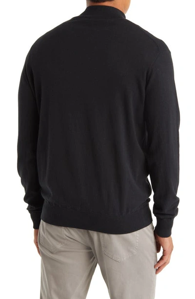 Shop Peter Millar Crest Quarter Zip Cotton Blend Sweater In Black