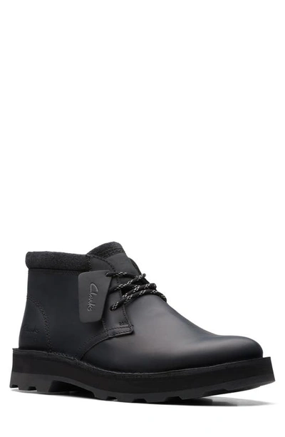 Shop Clarks Corston Db Waterproof Chukka Boot In Black Leather