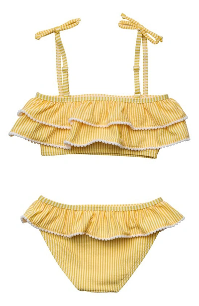 Shop Snapper Rock Kids' Marigold Stripe Seersucker Two-piece Swimsuit In Yellow