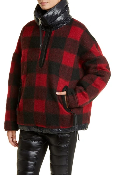 Shop Holden Water Resistant Wool Blend & 700 Fill Power Down Reversible Half-zip Jacket In Red/ Black Plaid