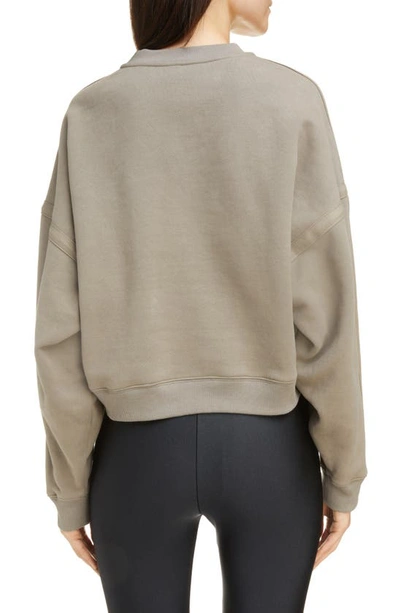 Shop Saint Laurent Oversize Cotton Fleece Sweatshirt In Mastic