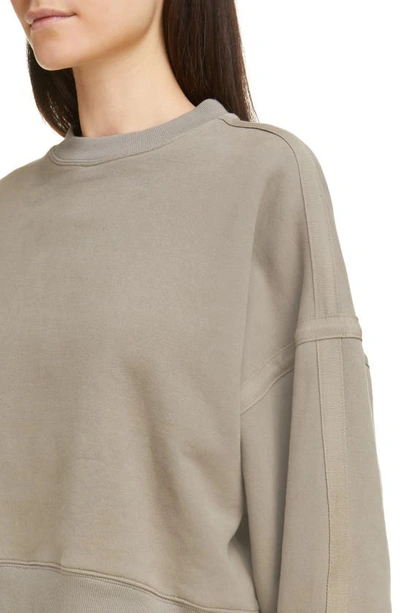 Shop Saint Laurent Oversize Cotton Fleece Sweatshirt In Mastic