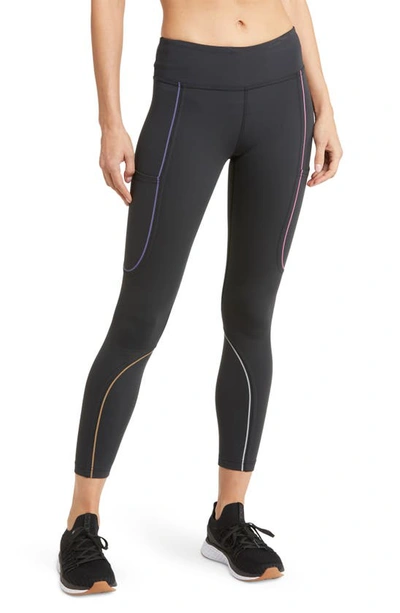 Outdoor Voices Black Frostknit 7/8 Performance Leggings In Black