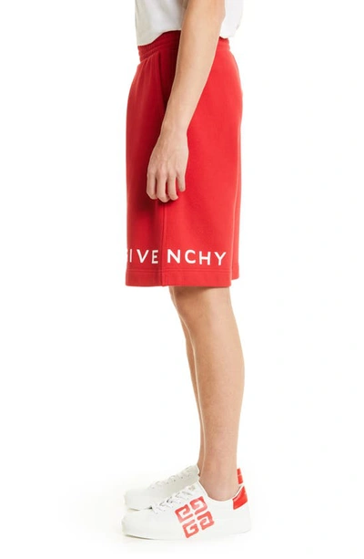 Shop Givenchy Logo Boxy Fit Cotton Fleece Sweat Shorts In Vermillon