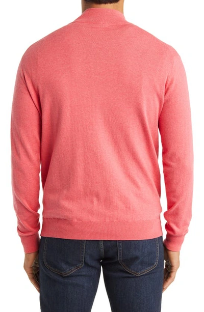 Shop Peter Millar Crest Quarter Zip Cotton Blend Sweater In Cape Red