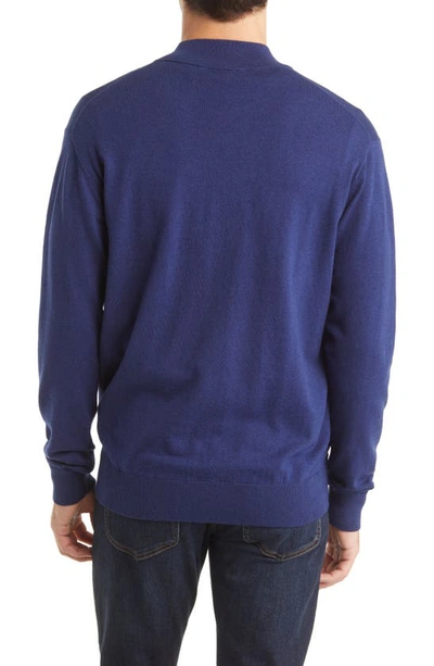 Shop Peter Millar Crest Quarter Zip Cotton Blend Sweater In Navy