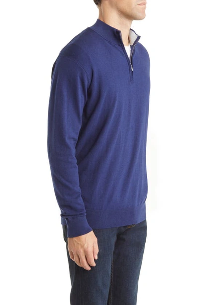 Shop Peter Millar Crest Quarter Zip Cotton Blend Sweater In Navy