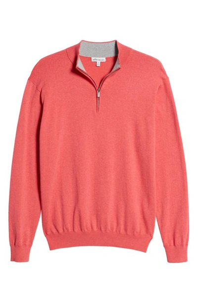 Shop Peter Millar Crest Quarter Zip Cotton Blend Sweater In Cape Red
