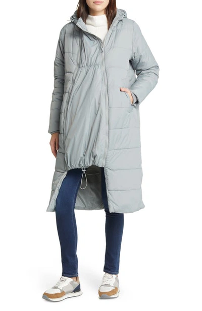 Shop Modern Eternity 3-in-1 Long Quilted Waterproof Maternity Puffer Coat In Graphite