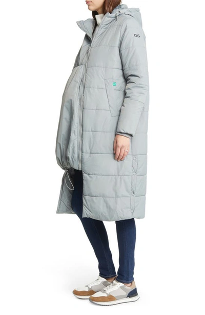 Modern Eternity 3-in-1 Long Quilted Waterproof Maternity Puffer Coat In Graphite