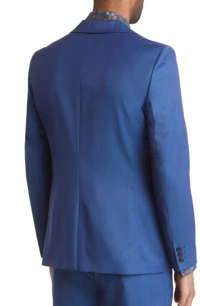 Shop Ted Baker Atlowj Single Breasted Virgin Wool Blazer In Bright Blue