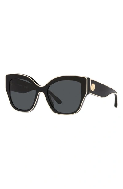 Shop Tory Burch 54mm Butterfly Sunglasses In Black Grey