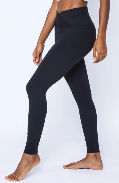 Shop 90 Degree By Reflex Carbon Interlink Crossover Ankle Leggings In Black