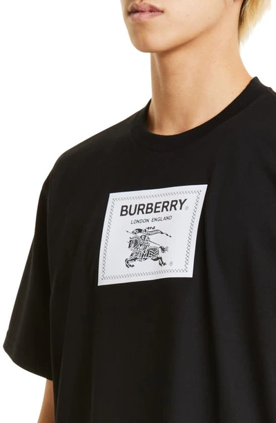Shop Burberry Roundwood Logo Cotton Graphic Tee In Black