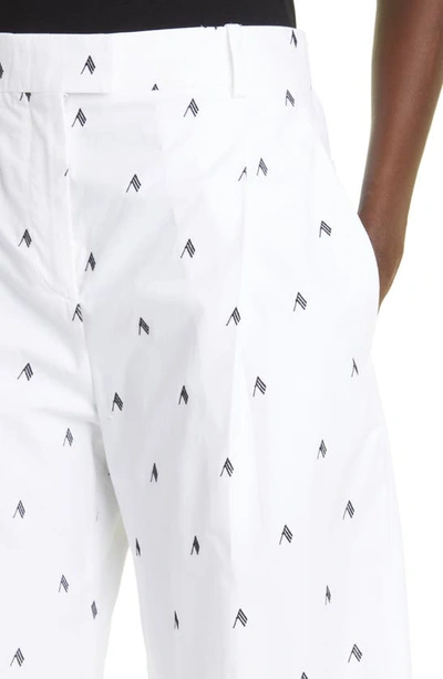 Shop Attico Rey Logo Print Barrel Leg Cotton Blend Pants In White/ Black