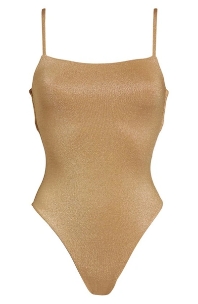 Shop Vitamin A Jenna Shimmer One-piece Swimsuit In Golden Glow Metallic