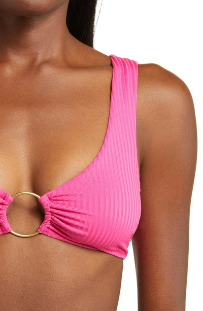 Shop Vitamin A Skylar Ribbed O-ring Bikini Top In Zinnia Ecorib