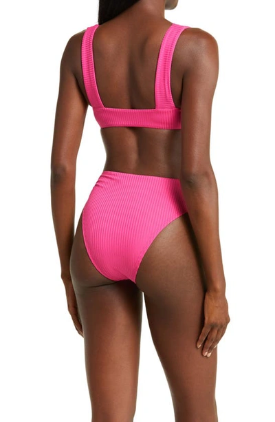 Shop Vitamin A ® Skylar Ribbed O-ring Bikini Top In Zinnia Ecorib