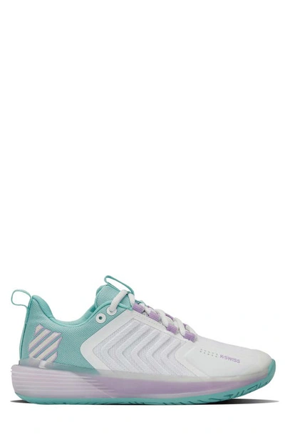 Shop K-swiss Ultrashot 3 Tennis Shoe In Brilliant Wht/angel Blue/lilac