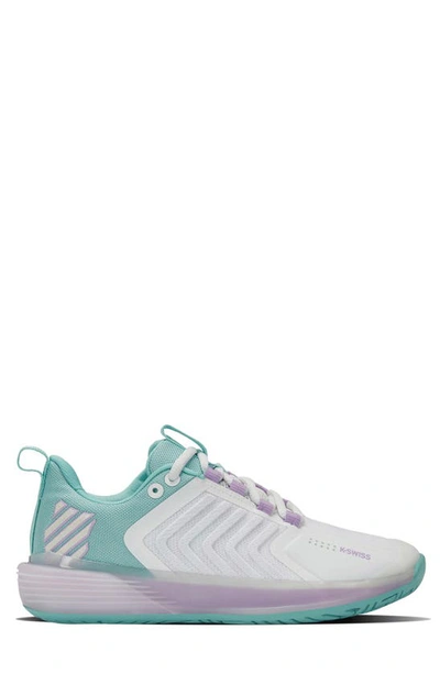K-swiss Ultrashot 3 Tennis Shoe In Brilliant Wht/angel Blue/lilac