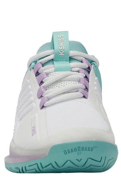 K-swiss Ultrashot 3 Tennis Shoe In Brilliant Wht/angel Blue/lilac