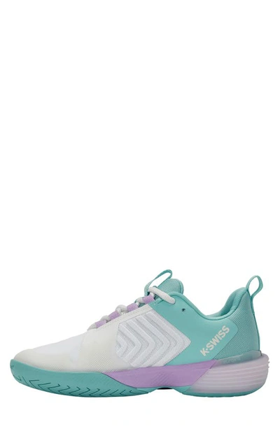 K-swiss Ultrashot 3 Tennis Shoe In Brilliant Wht/angel Blue/lilac