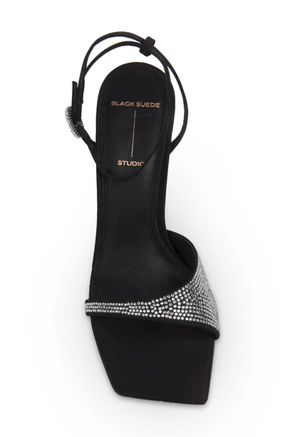 Shop Black Suede Studio Jordan Ankle Strap Sandal In Black Crystal Satin