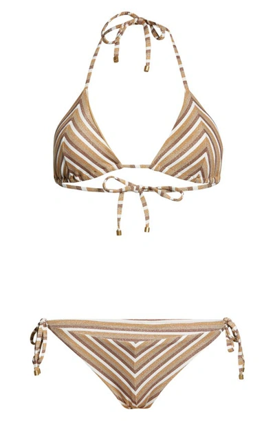 Vitamin A Natalie Miter Halter Top In Sparkle Stripe