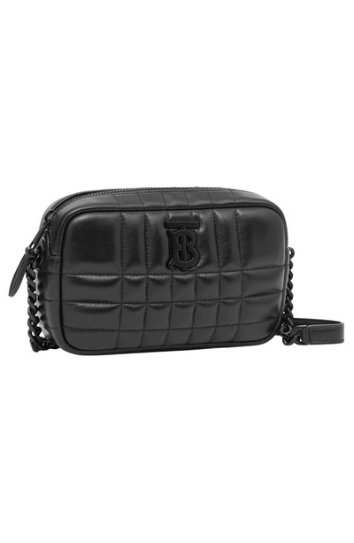 Shop Burberry Mini Lola Quilted Leather Camera Bag In Black