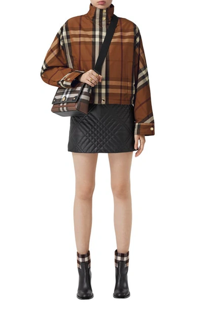 Burberry Medium Note Check & Leather Crossbody Bag In Dark Birch Brown
