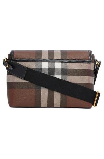 Burberry Medium Note Check & Leather Crossbody Bag In Dark Birch Brown