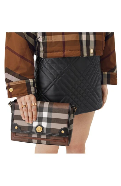 Burberry Medium Note Check & Leather Crossbody Bag In Dark Birch Brown
