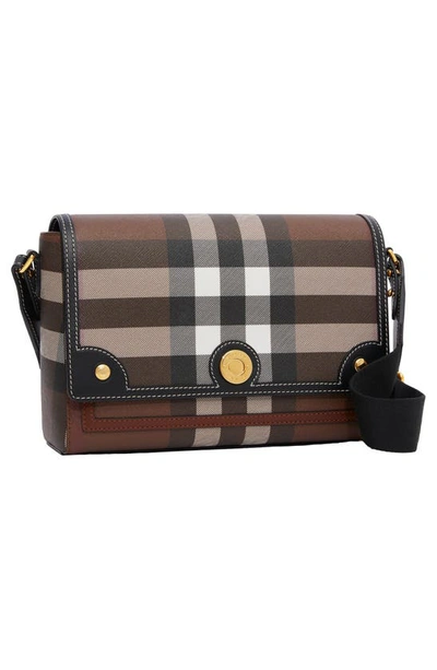 Burberry Medium Note Check & Leather Crossbody Bag In Dark Birch Brown
