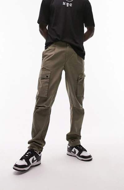 Shop Topman Relaxed Cargo Trousers In Khaki