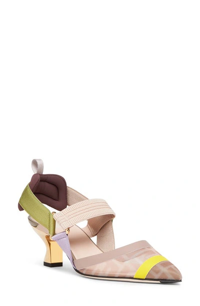 Shop Fendi Colibri Pointed Toe Slingback Pump In Rose